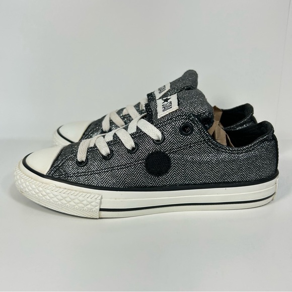 Converse All-Star Metallic/Glitter Silver Sneakers Shoes; Youth/ Junior Size 1 - Picture 3 of 16